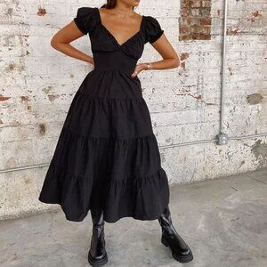 WeWoreWhat Black Poplin Midi Dress